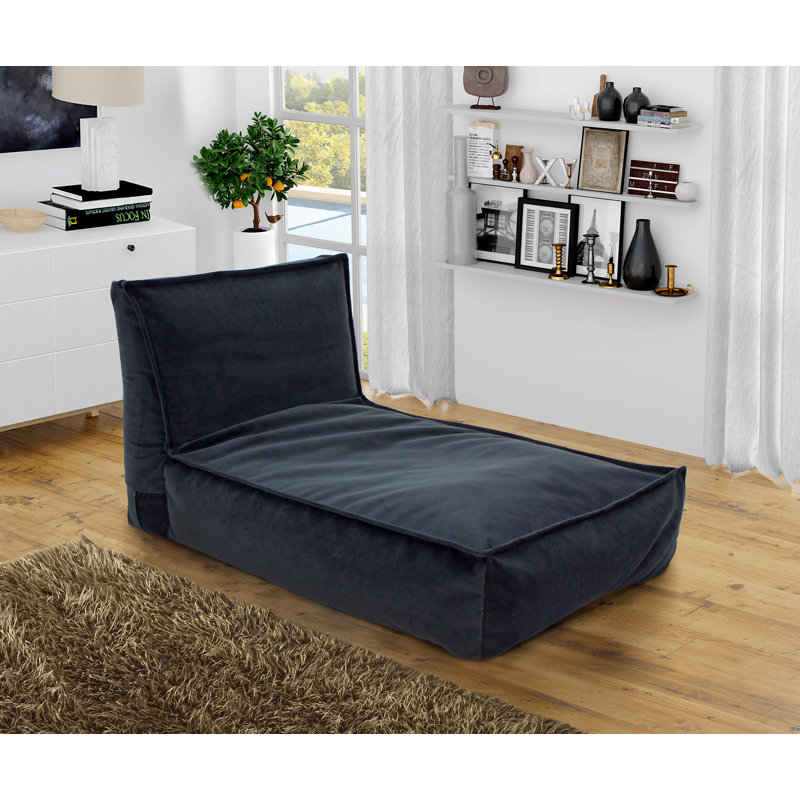 Bean Bag Lounger, Black Polyester Blend