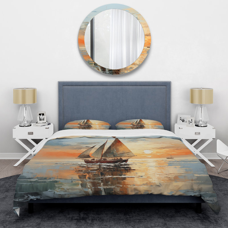 Ensemble de housse de couette Minimalisme Voilier Rhythms I - Bateau à voile