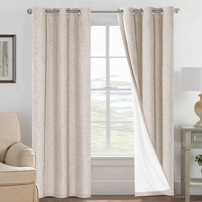 Blackout Curtains, 100% Blackout Drapes Textured Blackout Curtains With Thermal Insulated Liner, Grommet Top Curtains(2 Panels, 42 X 84 Inch)
