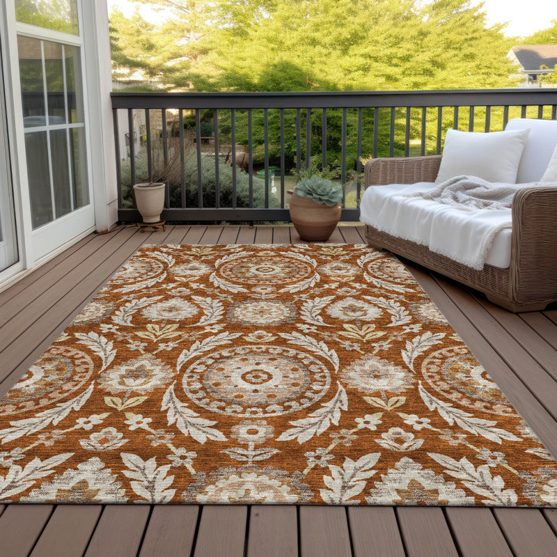  Machine Washable Indoor/Outdoor Mahaney ACN751 Ivory Rug, Rectangle 5' x 7'6"