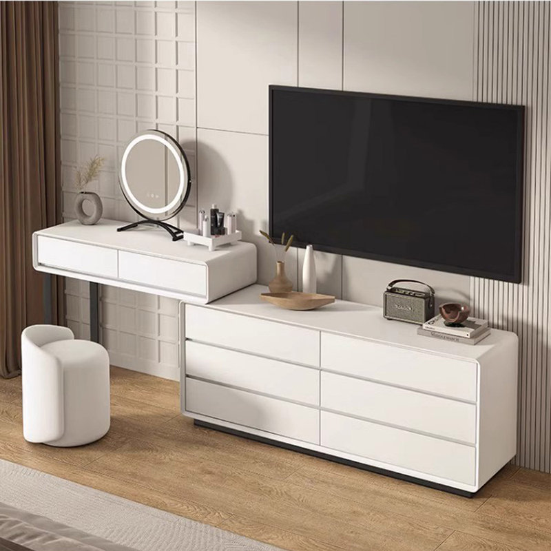 Coiffeuse avec miroir lumineux, 8 tiroirs, 1 chaise
