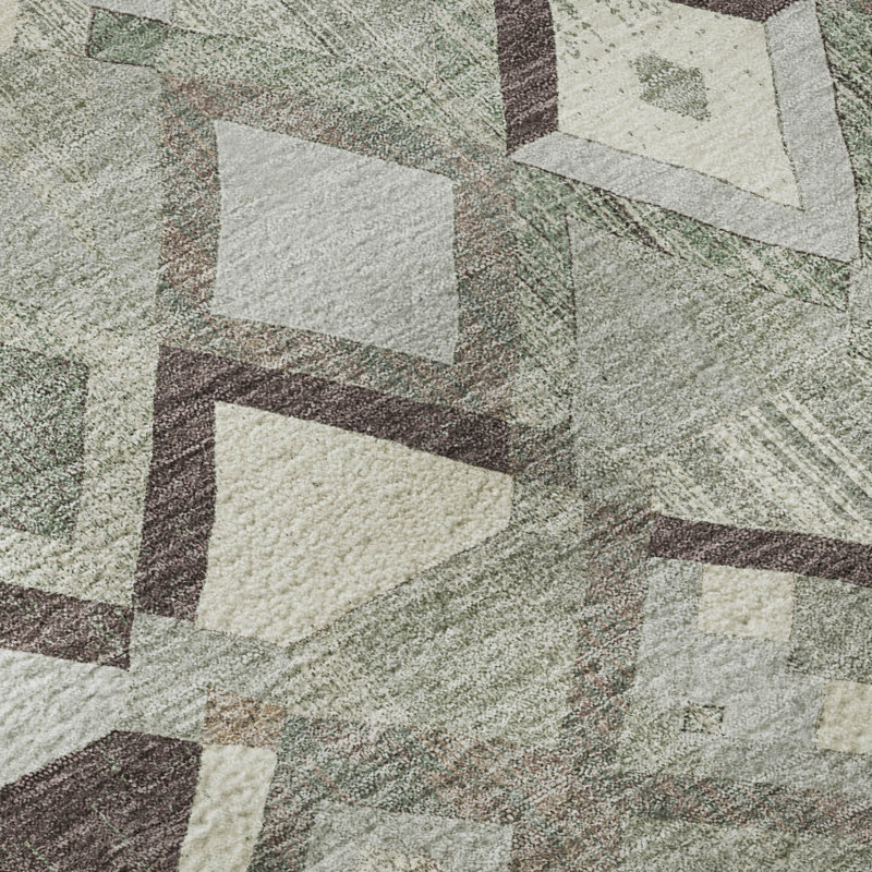 Premium Machine Washable Kumbhar AMF1308 Geometric Rug, Rectangle 5' x 7'6"
