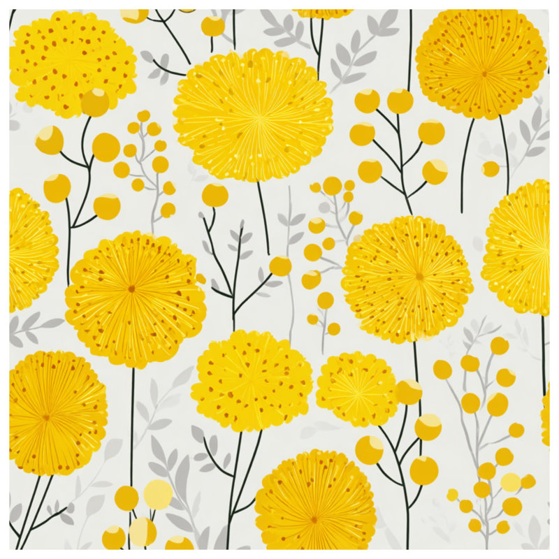 Fleurs, édredon floral, bohème bohémien, Édredon simple, Jaune / blanc floral
