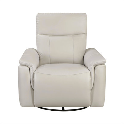 Luxury Comfort Premium Leather Recliner 1Pc Taupe Upholstery Gentle Gliding Swivel Motion Living Room Furniture