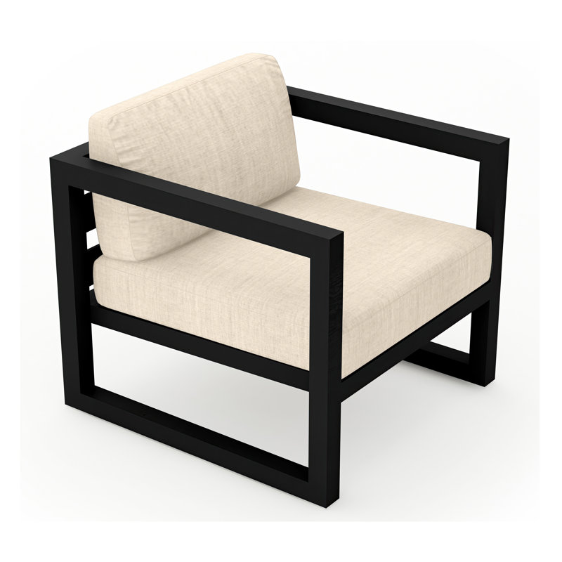 Avion Patio Chair with Sunbrella Cushions, Canvas Flax Sunbrella® Canvas, Black