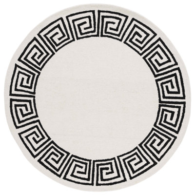 Wommack Oakhur Greek Key Border Area Rug in Ivory / Black