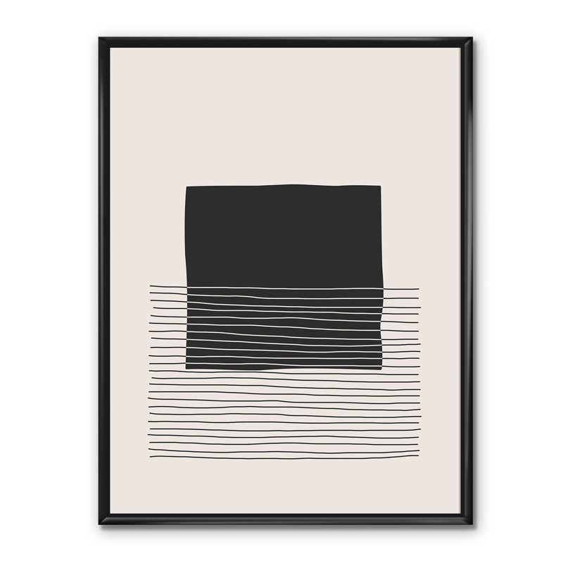 Kiro Minimal Geometric Lines and Squares VIII - Floater Frame Print on Canvas, Black Framed Canvas, 32'' H x 24'' W x 1'' D