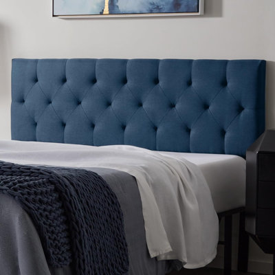 King / Cal King Mid-rise Upholstered Headboard – Diamond Tufted Padded Polyester, Adjustable Height, Cobalt Blue