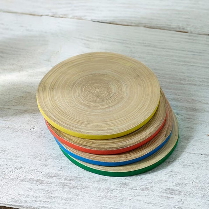 Bamboo Round 4 Piece Coaster Set