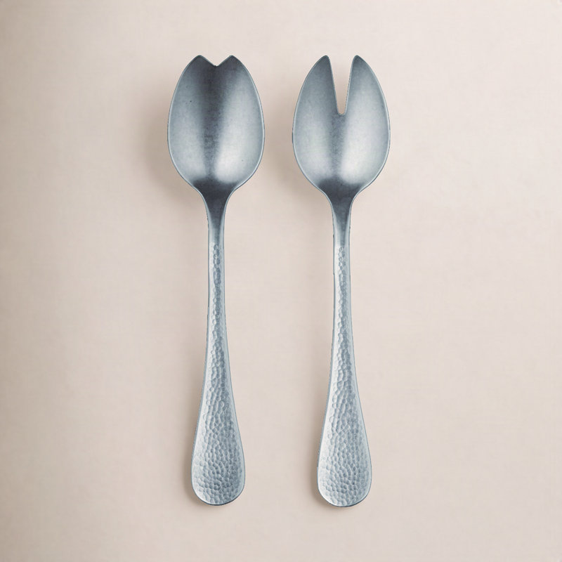 Epoque Stainless Steel Salad Servers, Pewter Silver