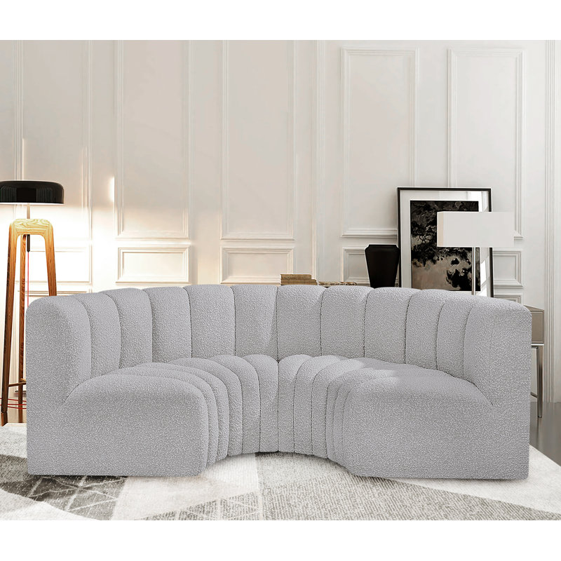 Canapé et méridienne rembourrés Hiten, Tissu gris bouclé