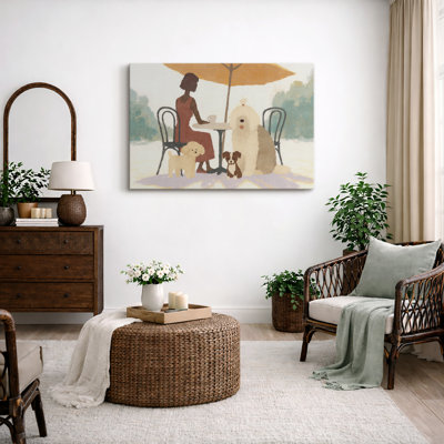 «Woman and Dogs Cafe», art de salon, photos de salon, impression sur toile encadrée