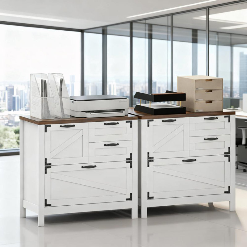 Armoire de bureau à 4 tiroirs, Blanc