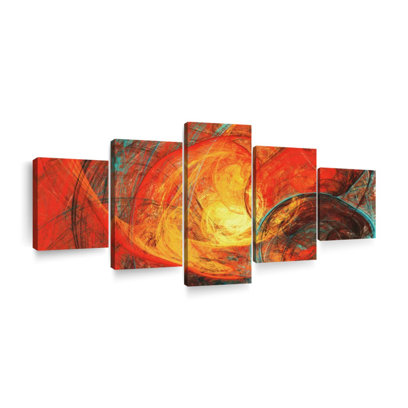 Ensemble de 5 pièces abstraites sur toile, H 42 po x l 92 po x P 1,25 po