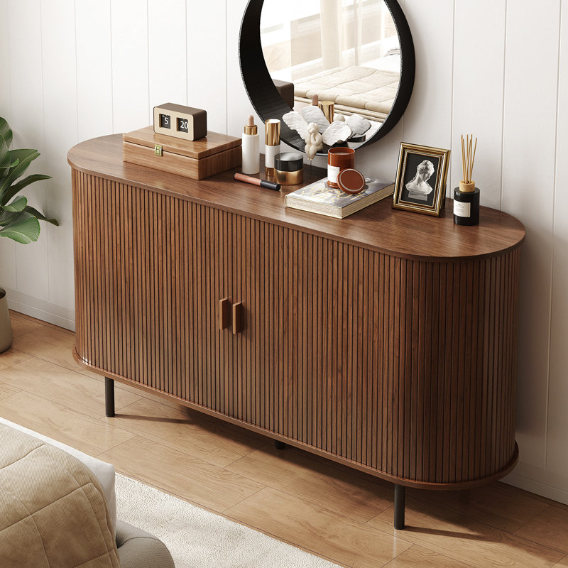 55" storage cabinet with doors and shelves, Noyer