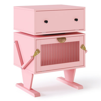 Anabelia LED Robot End Table with 360° Rotation