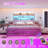 Revan Farmhouse Bed Frame with Bookcase Headboard, 2 Detachable Racks, 4 Drawers & RGB LED-100758303-100758307