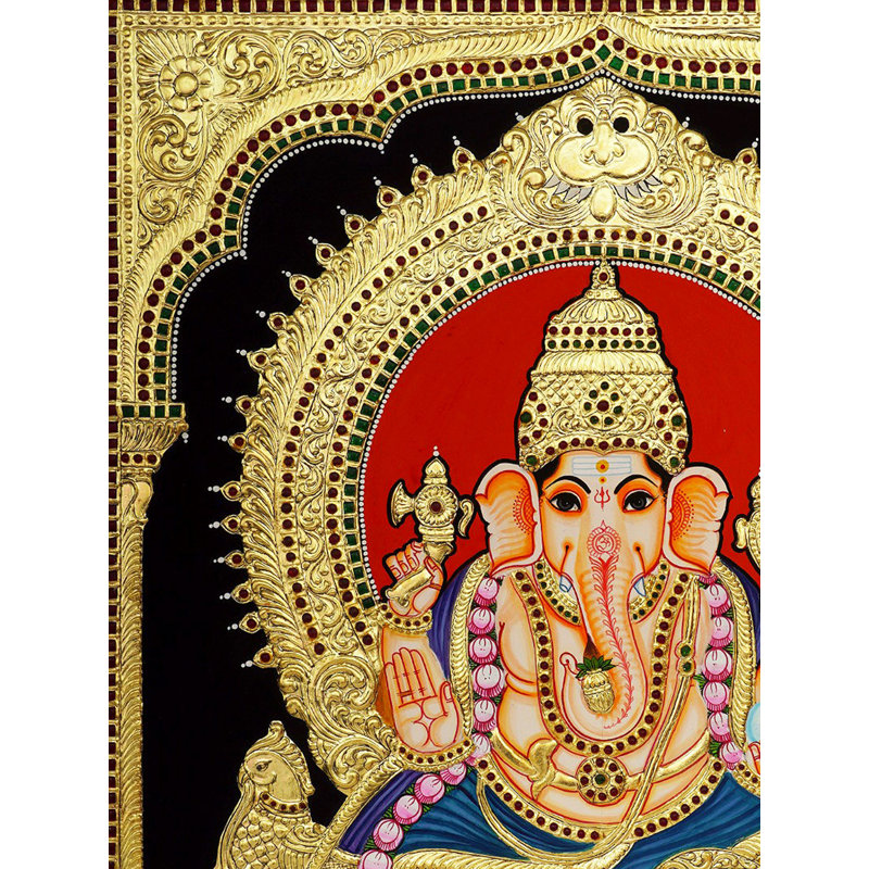 Bénédiction du dieu Ganesha | Peinture de Tanjore par My Angadi
