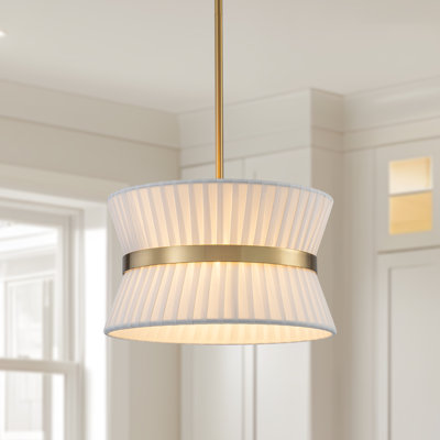 2-light 14" Mini Mordern Fabric Drum Chandelier 
