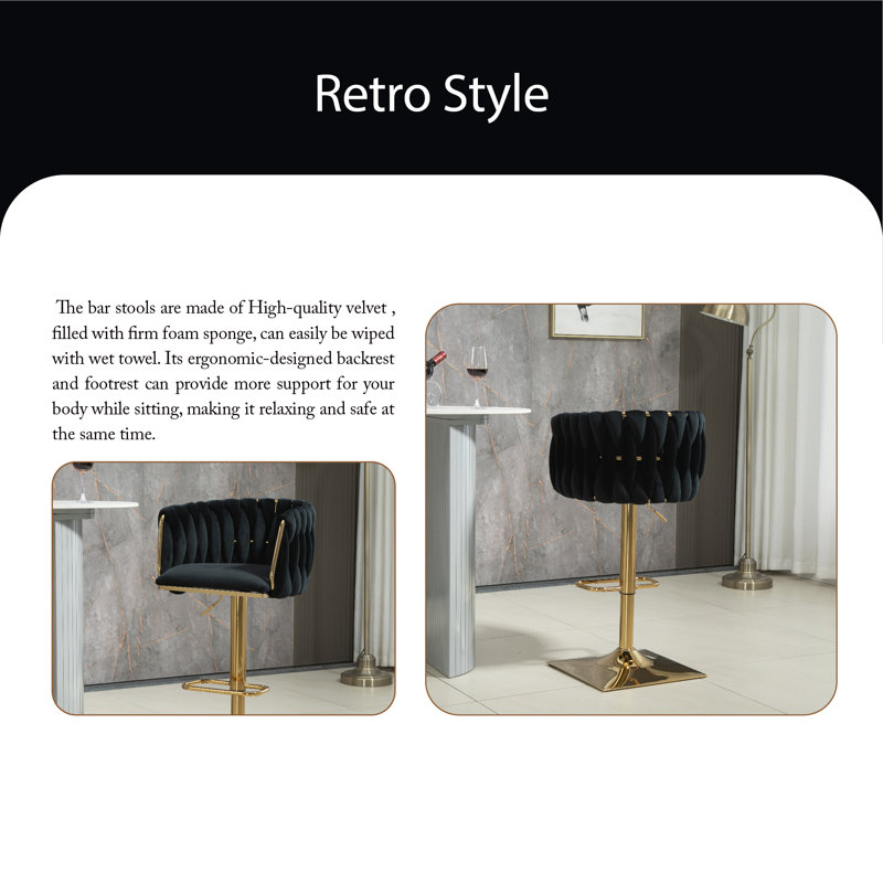 Tabouret pivotant à hauteur ajustable Devanne, Noir