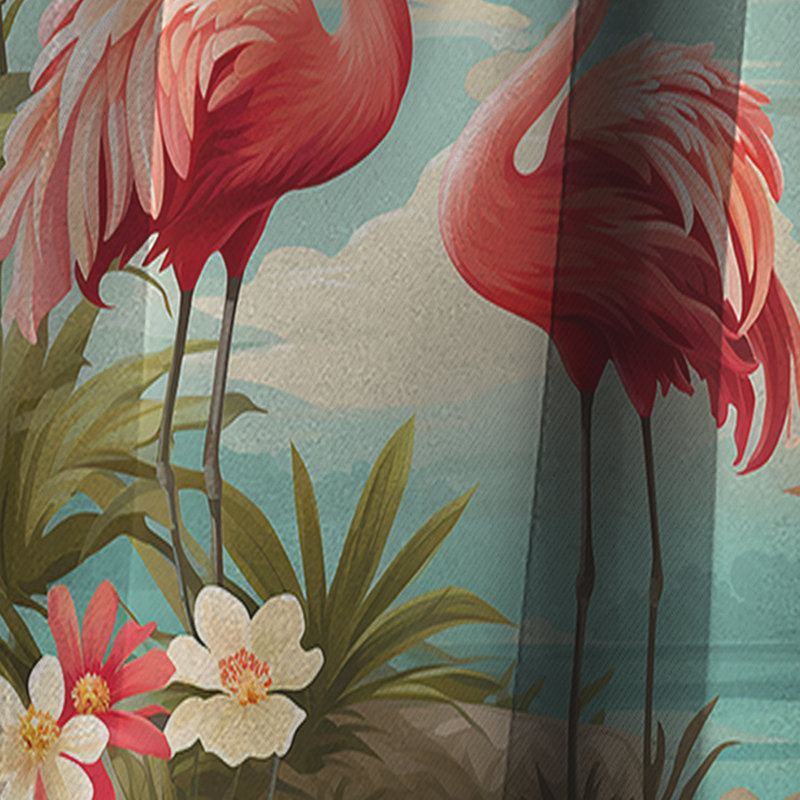 Coastal Flamingo Fusion Coastal Pattern - Floral Curtain - Blackout Curtain - 1 Panels, 52" W x 63" L