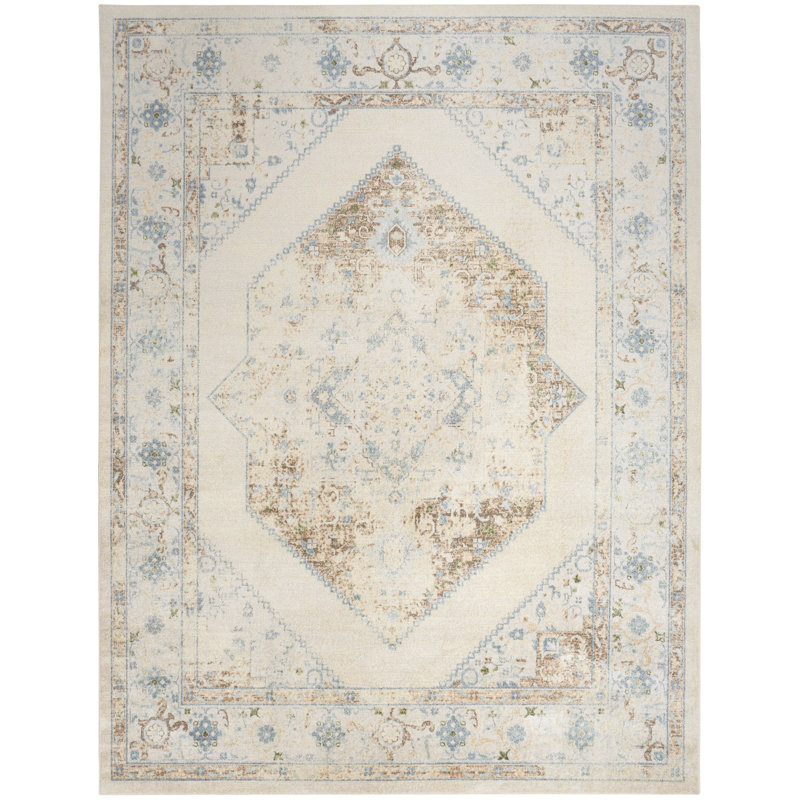 Haydel Machine Washable Area Rug in Ivory, Rectangle 7'10" x 10'