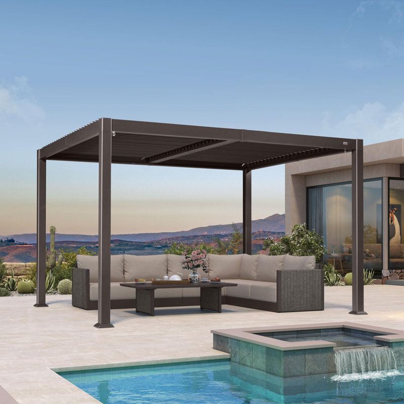 Purple Leaf 10' X 12' Louvered Aluminum Pergola with Adjustable Roof for Patio Deck and Garden