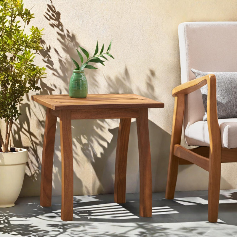 Table d'appoint d'extérieur en bois d'acacia à lattes, Brun