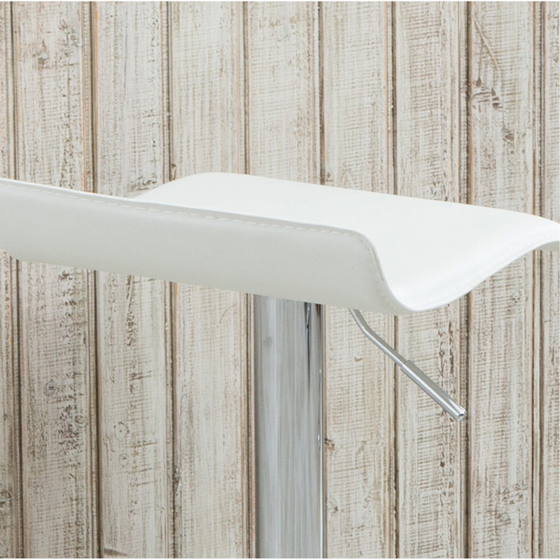 Tabourets pivotants réglables contemporains chromés avec siège blanc, ensemble de 2