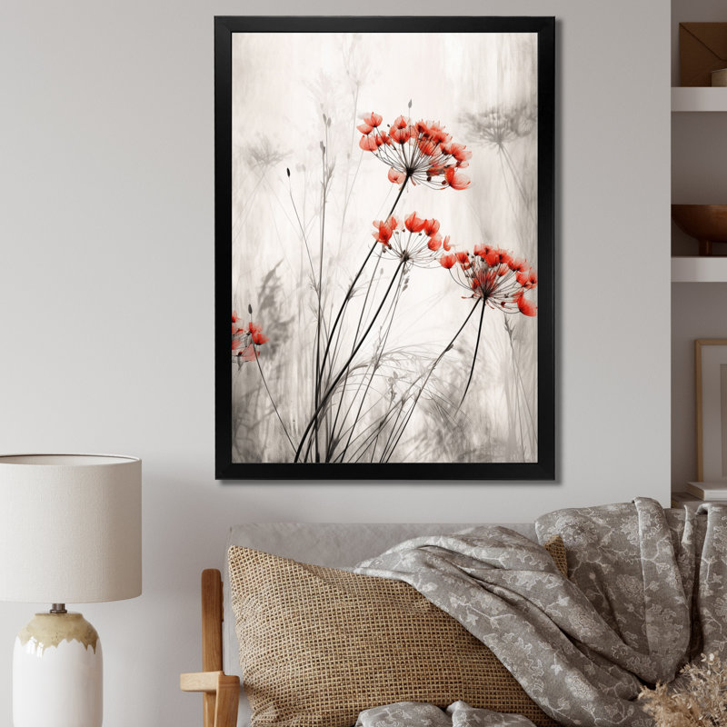 Red Grey Herb Garden III, 20" H x 12" W x 1" D, Black Single Picture Framed