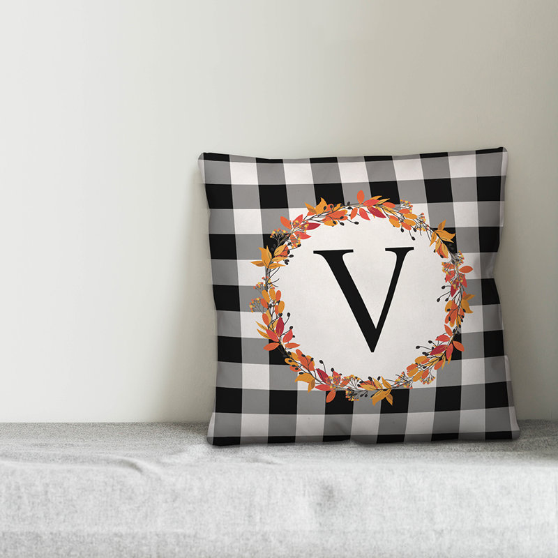  Harvest Monogram Throw Pillow, V