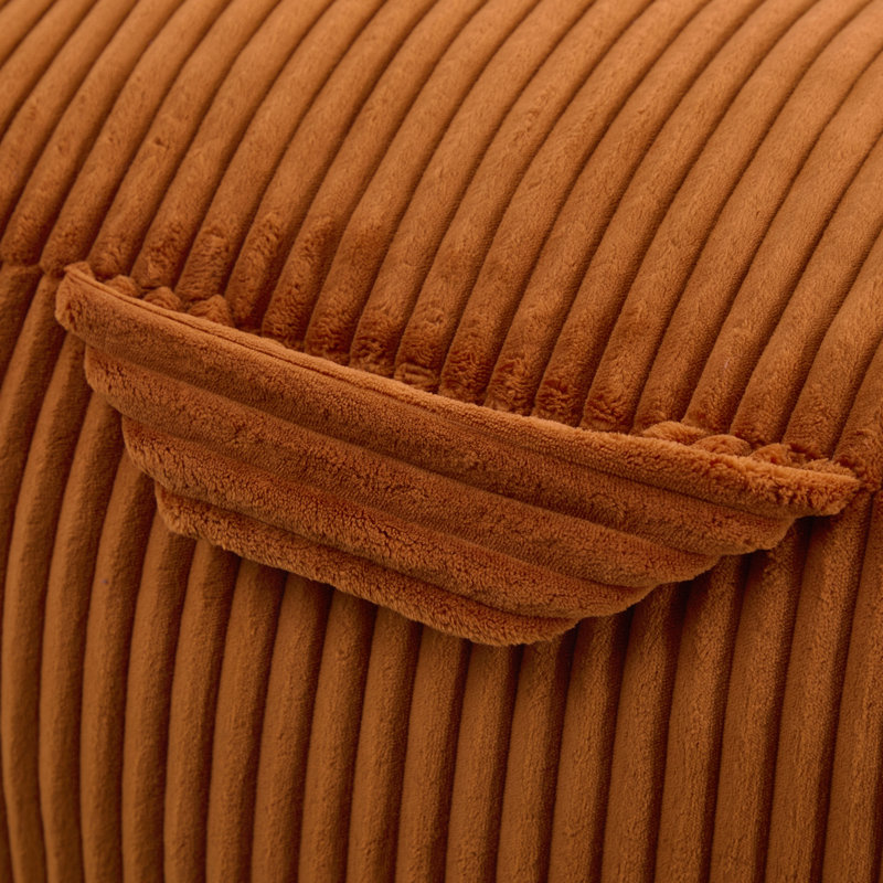 Grand fauteuil à billes avec mousse à mémoire de forme, tissu en velours côtelé et repose-pieds - sans assemblage, Orange