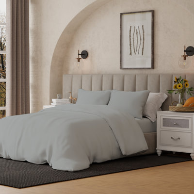 Erlis Cotton Solid Colour Duvet Cover with Pillowcases Included
