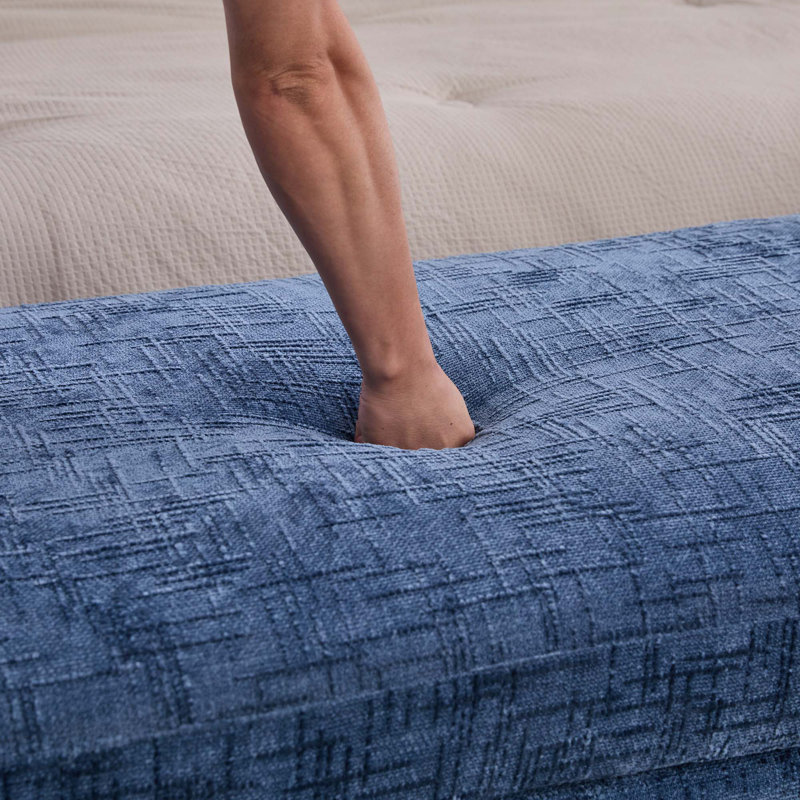 Banc en chenille moderne avec accoudoirs et traversins pour le salon, Bleu