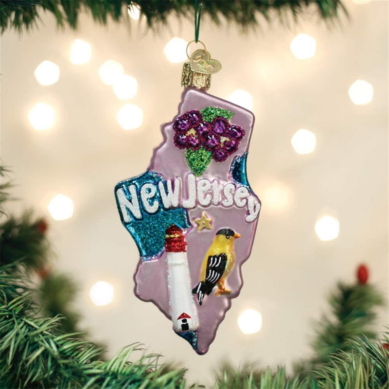 Ornement en verre soufflé Old World Christmas pour arbre de Noël, État du New Jersey
