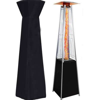 Outdoor Propane Heater 48,000 , With Triple Protection, Top Protective Net Cover, And Adjustable Heat - Ideal For Terrace Residential Gardens Patio Use, Featuring Detachable Wheels, A Complimentary