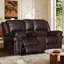 Ensemble de canapé inclinable manuel avec console de rangement double et porte-gobelets, ensemble de canapé en similicuir inclinable 2 places et simple, brun-116975498