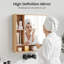 Armoire murale de salle de bain avec miroir, porte simple, 3 tablettes ouvertes et tablette réglable naturelle-129204854