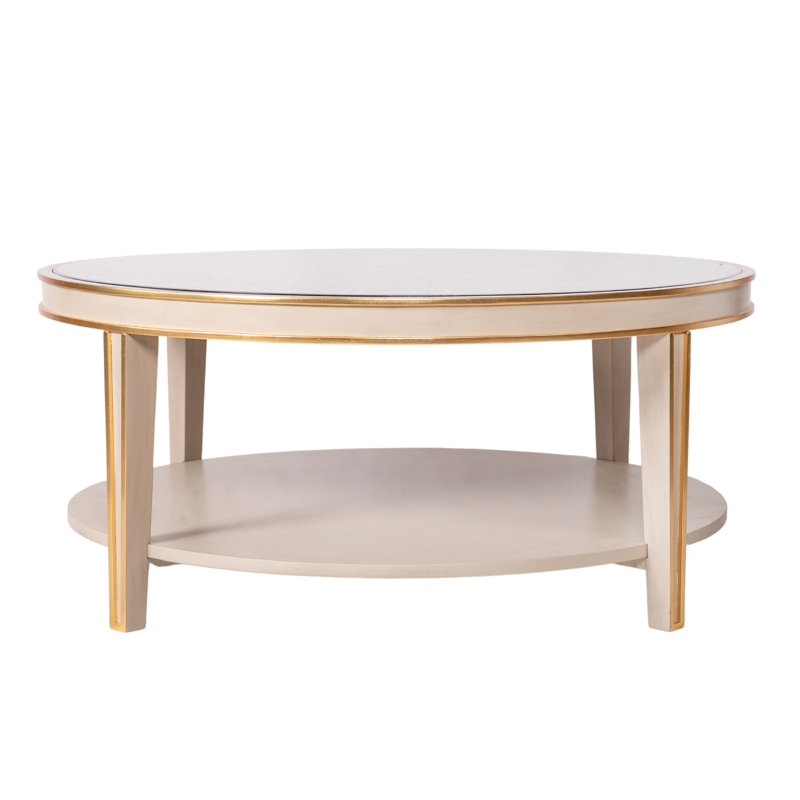 Lilly 4 Legs Round Coffee Table, Antique Gray