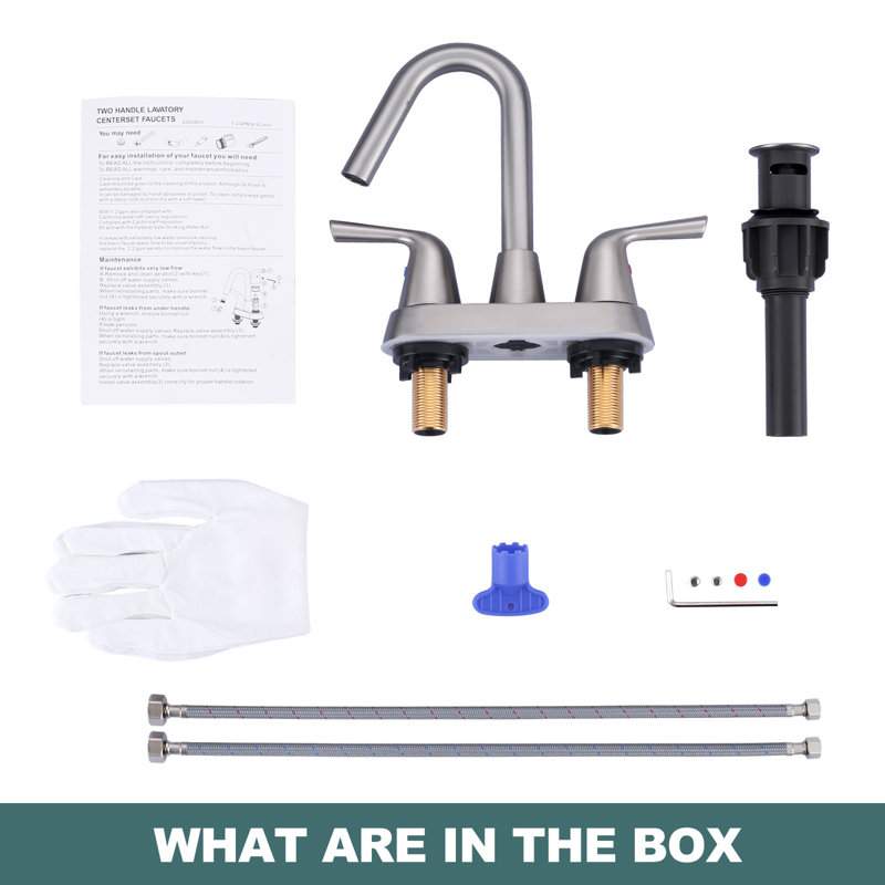 Centerset 2-handle Bathroom Faucet with Drain Assembly, Brushed Nickel