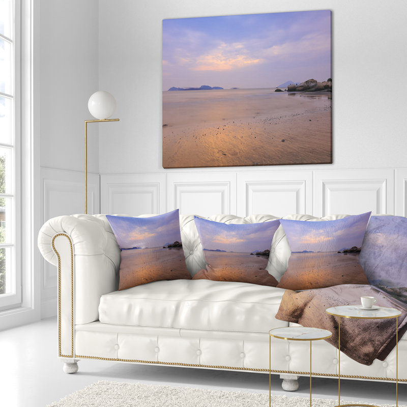 Coussin décoratif paysage paysage coucher de soleil à Lung Kwu Tan, 18 po x 18 po, Coussin décoratif