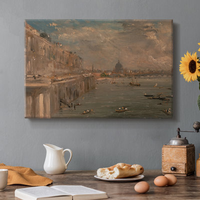 Pont Waterloo, de Whitehall Stairs (dessin à l'huile) -John Constable-Toile tendue avec châssis-c. 1819