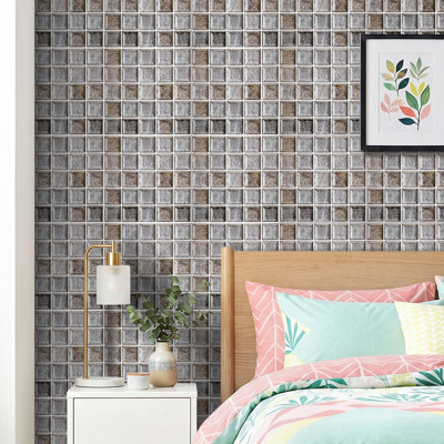 10-Pack 3D Self-Adhesive Wall Tile Stickers