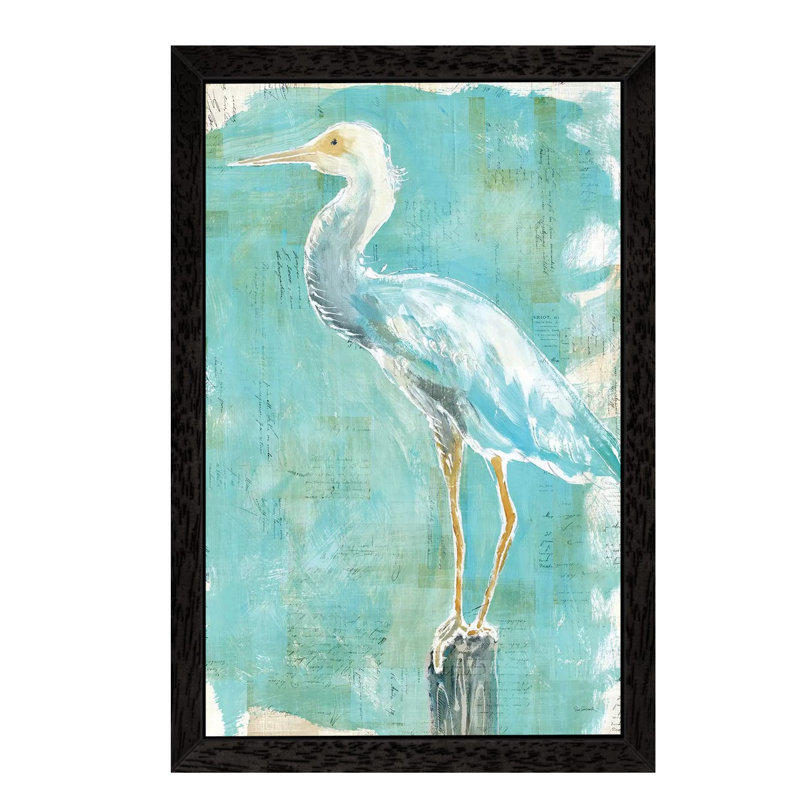 Coastal Egret II by Sue Schlabach - Painting on Canvas, Black Floater Framed, 152.5 cm H x 101.5 cm W