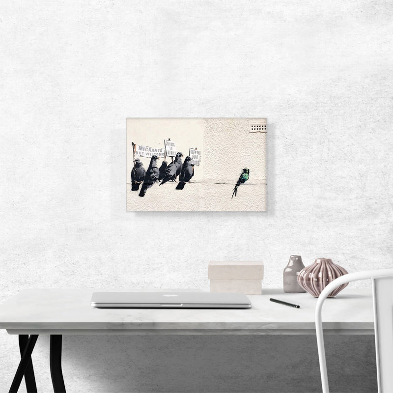 " Immigration Mural " by Banksy Painting Print, 12" H x 18" W x 1.5" D