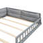 Full Size Wood Platform Bed With Guardrail And Soft Relax Cushion Pillow, Grey Solid Wood+