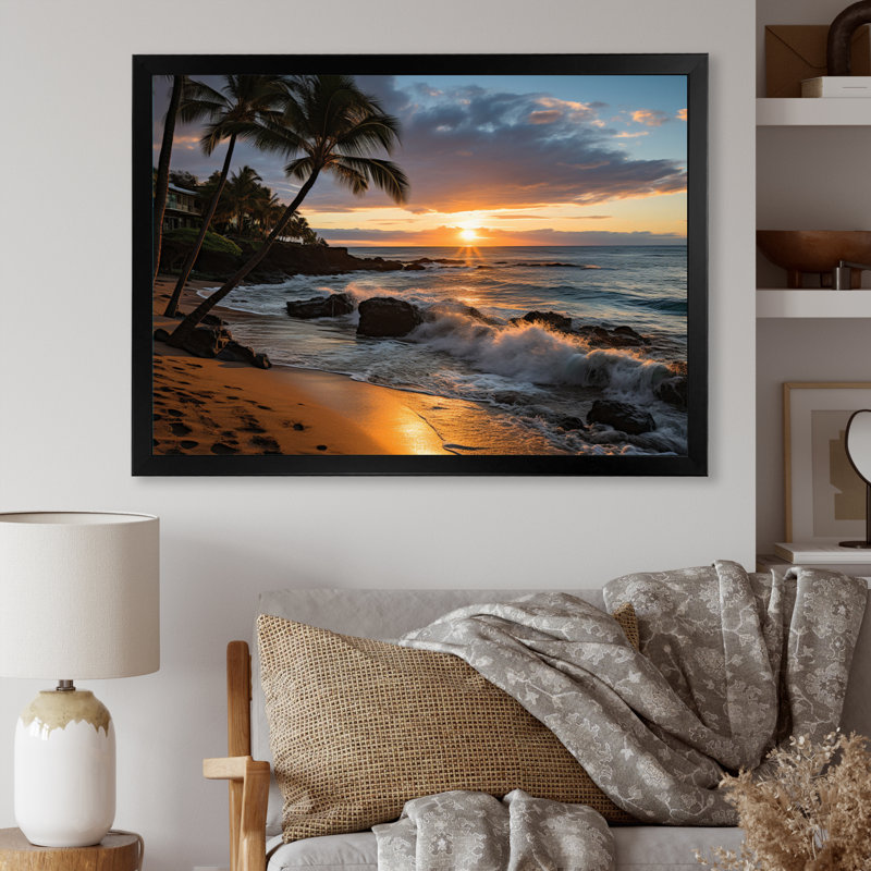 «Aloha Tropical Dreamscape I - Maui», art mural, H 24 po x l 32 po x P 1 po, Cadre photo noir