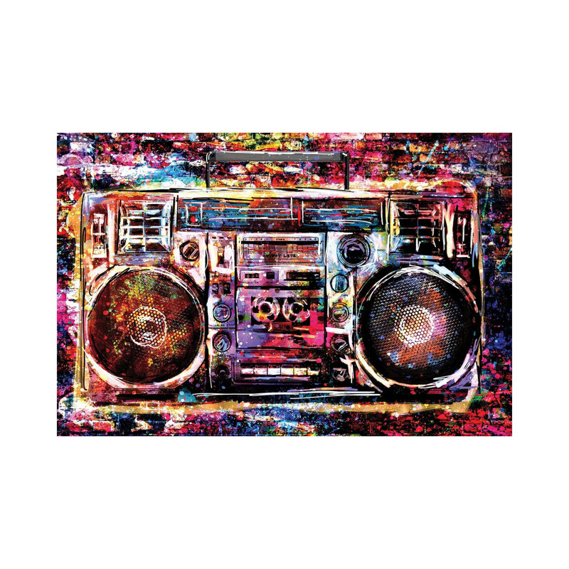 Boombox "80s Vibe" - Giclée sur toile tendue avec châssis, H 12 po x l 18 po
