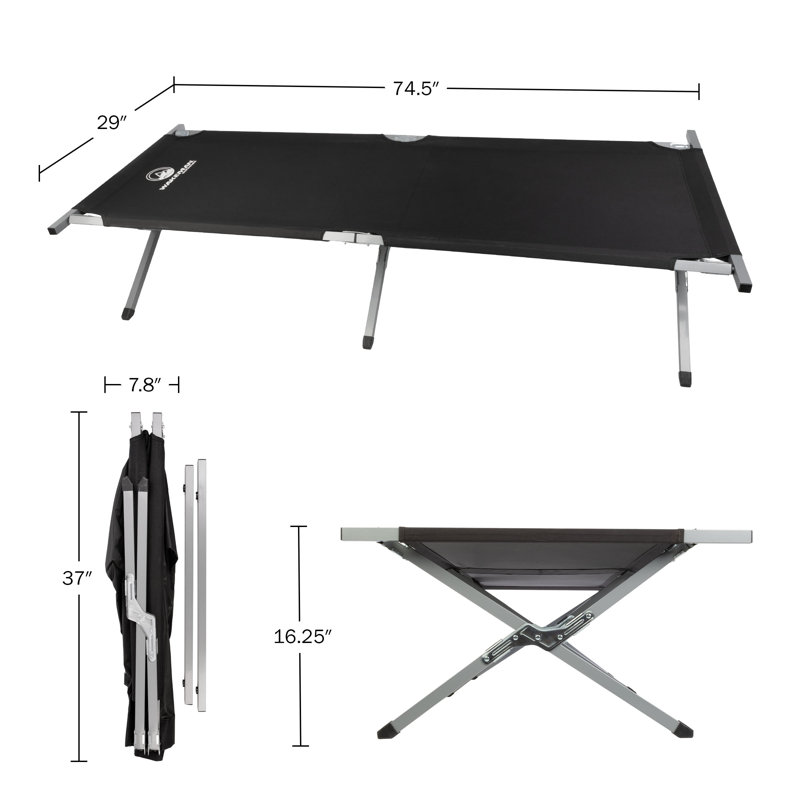 Wakeman Outdoors Camping Cot - Portable Folding Camp Bed - Sleeping Cot for Adults with Durable Frame, Black