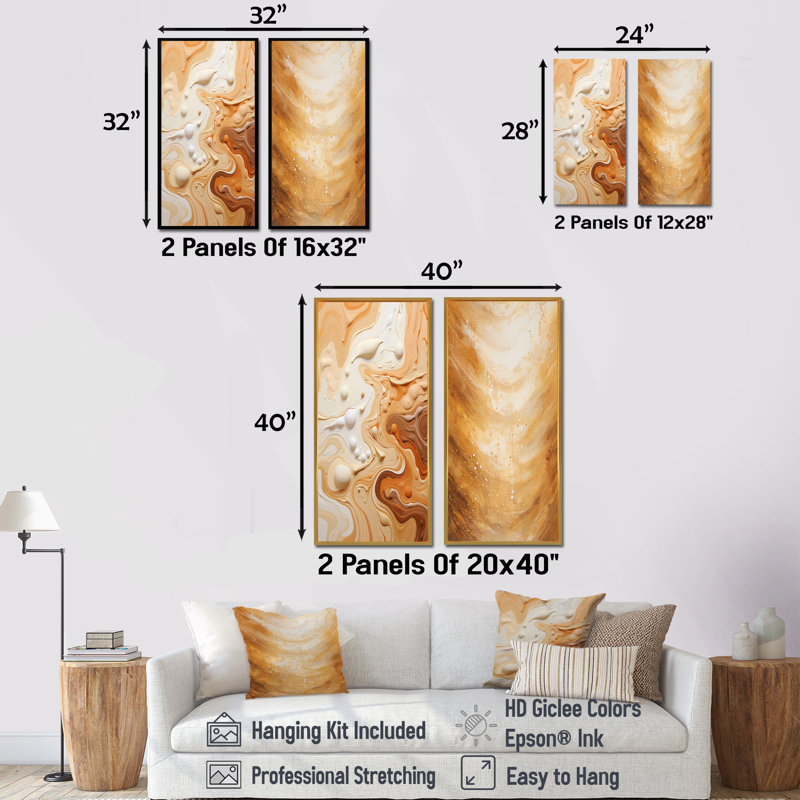 Abstrait Mirage Macchiato - Ensemble de 2 reproductions d'art sur toile, Toile tendue, H 28 po x l 25 po